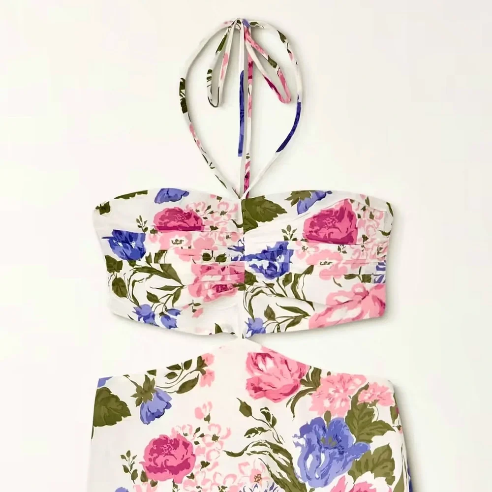 🌺🎉HP🎉🌺 NWT Reformation Riya Cutout Floral Print Halter Dress - Picture 10 of 13